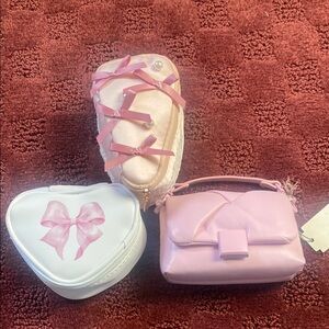 Set of Pink and White Bow Bags